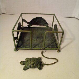 Foreside Napkin Holder Weighted Attached Turtle Netal Green